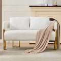 Modern White Teddy Upholstered Loveseat with Gold Metal Legs